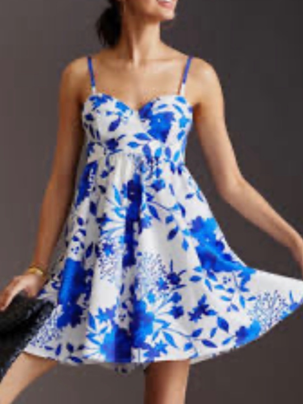 Hutch Size 8 Blue White Floral Sweetheart Empire Waist Sundress